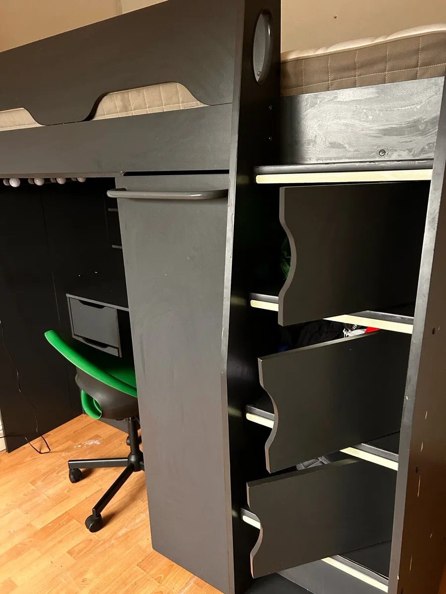 High sleeper with desk and pull out wardrobe - Image 2