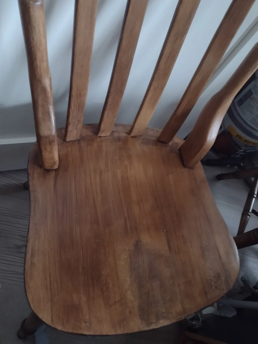 2 heavy solid Oak dining chairs - Image 3