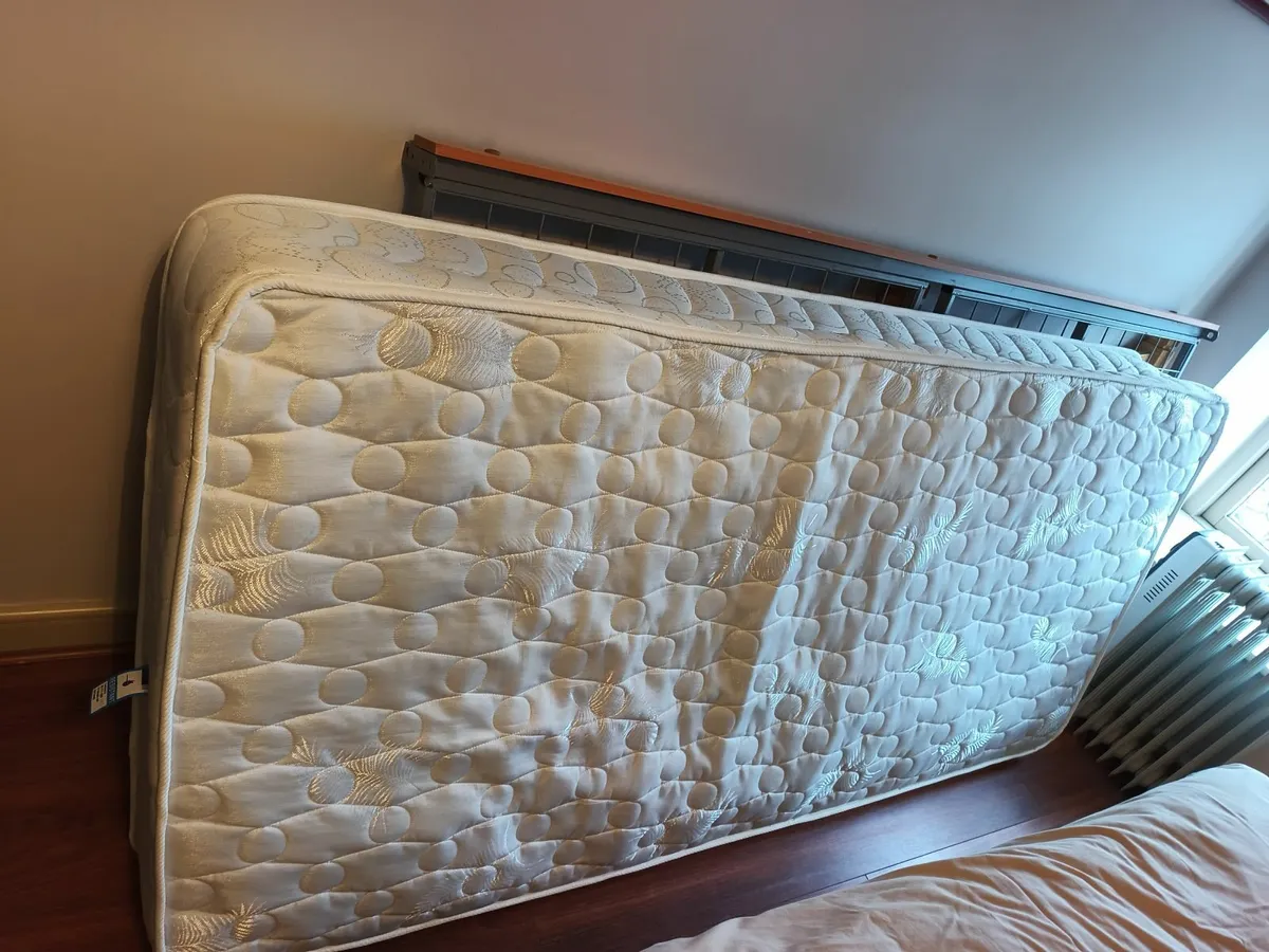 Double and single bed mattress, single bed frame - Image 1