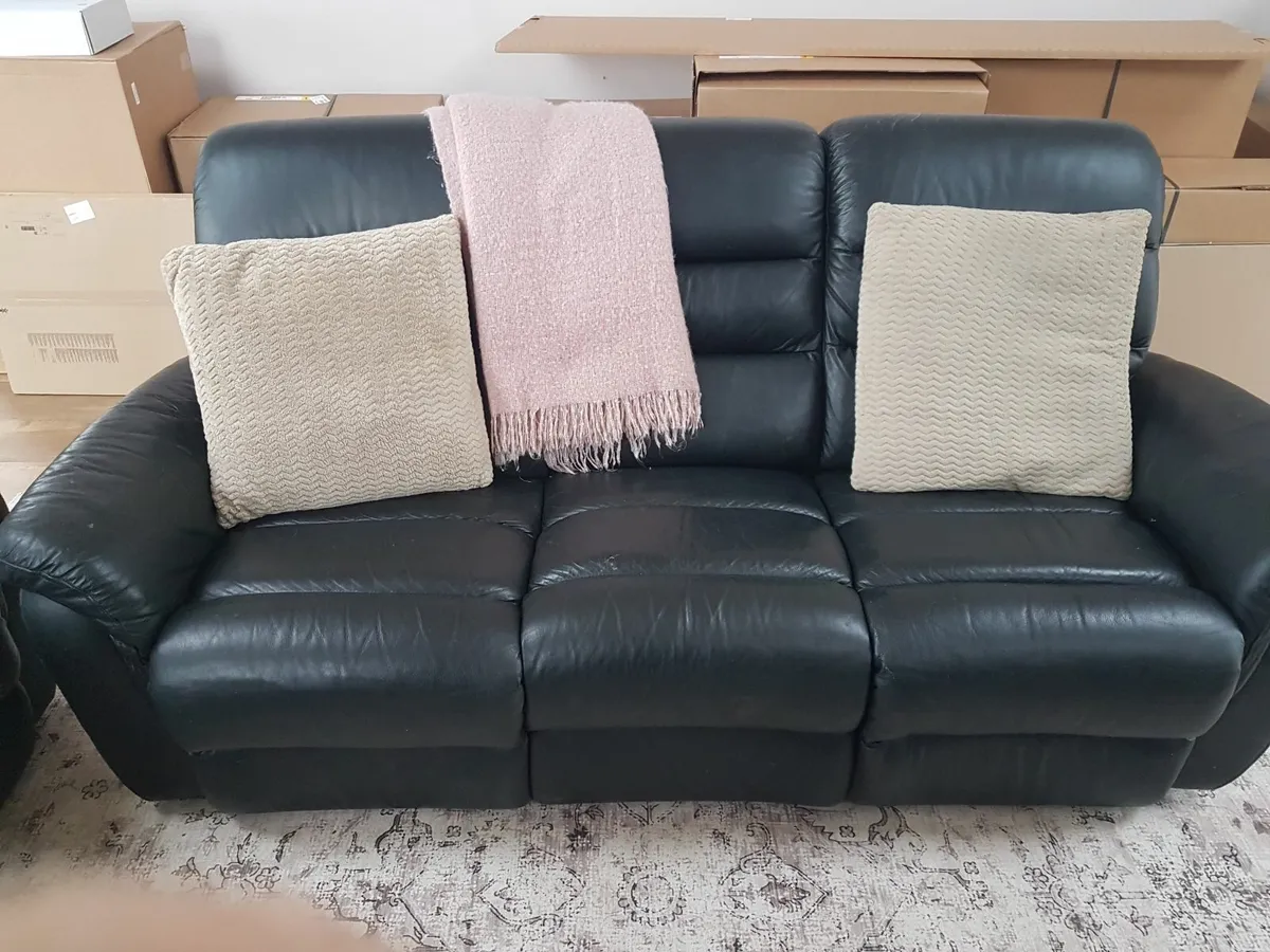 3 SEATER + 2 SEATER LEATHER COUCHES - Image 1