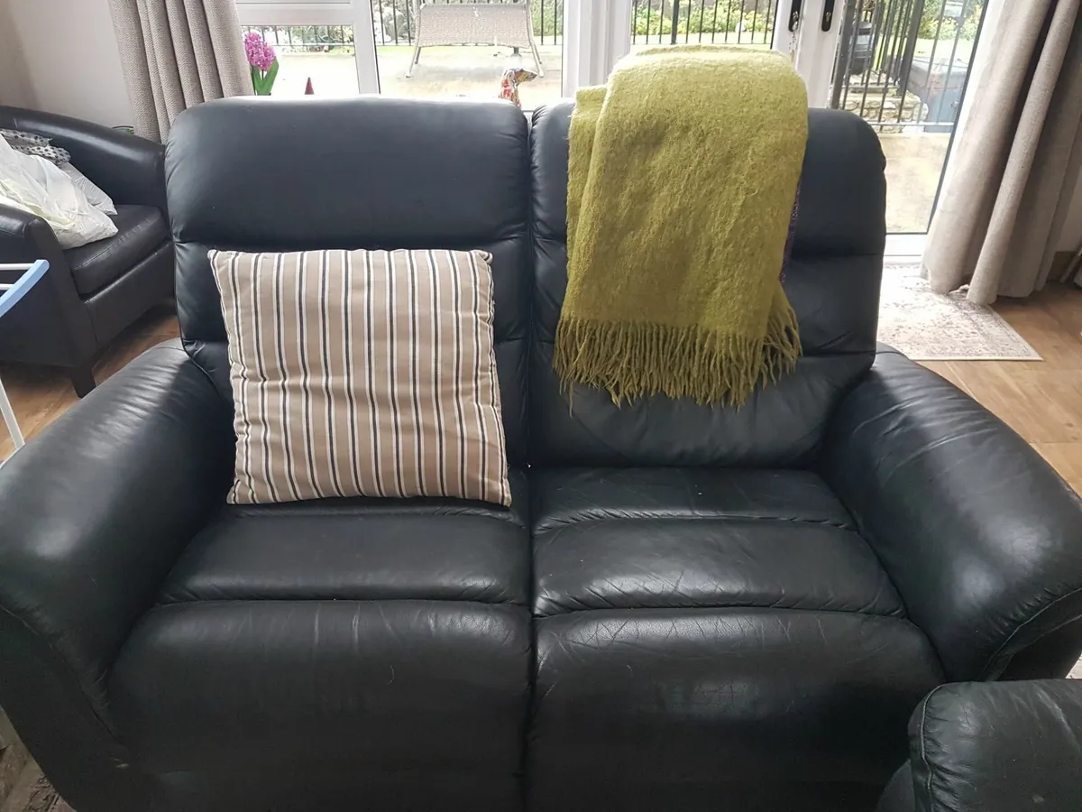 3 SEATER + 2 SEATER LEATHER COUCHES - Image 2