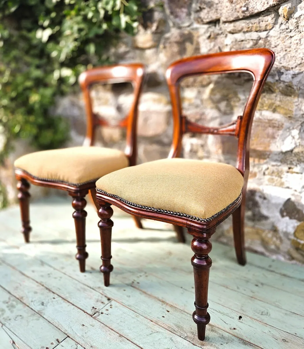 Pair of Victorian Balloon Back Chairs- Circa 1870 - Image 1