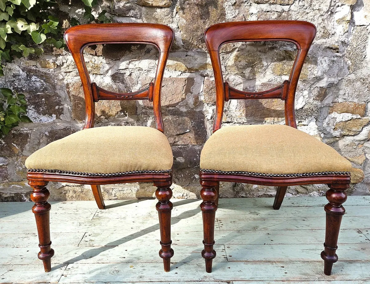 Pair of Victorian Balloon Back Chairs- Circa 1870 - Image 2
