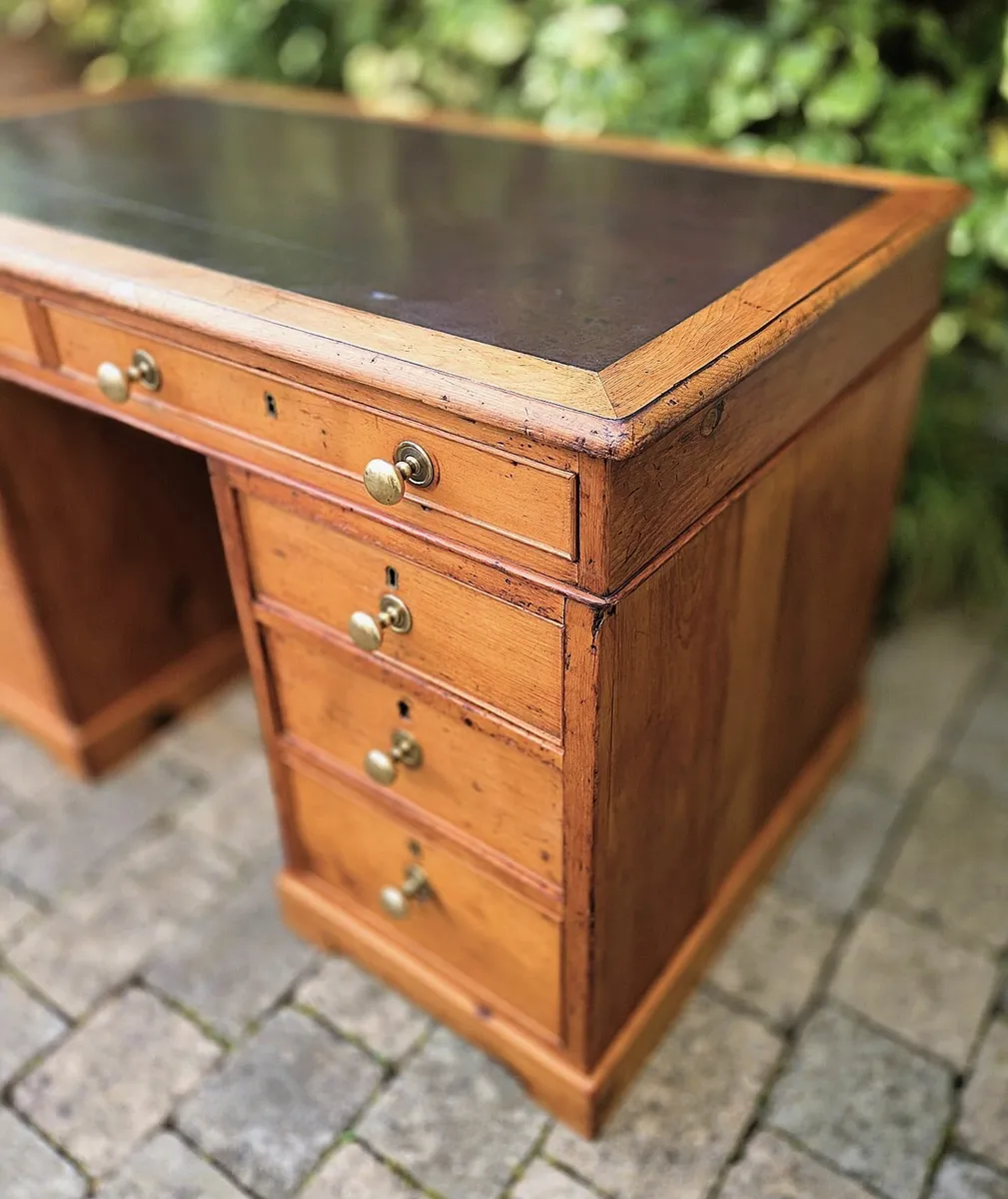 Victorian Pine Twin Pedestal Desk- Circa 1890 - Image 3