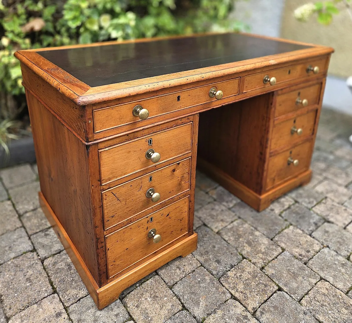 Victorian Pine Twin Pedestal Desk- Circa 1890 - Image 1