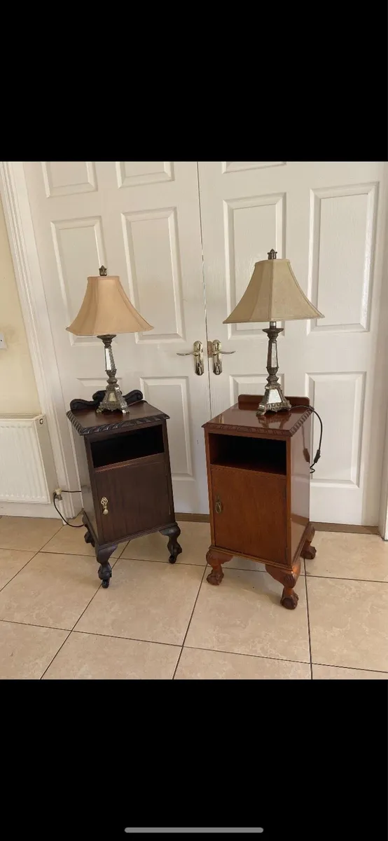 Two vintage bedside table lockers - Image 1