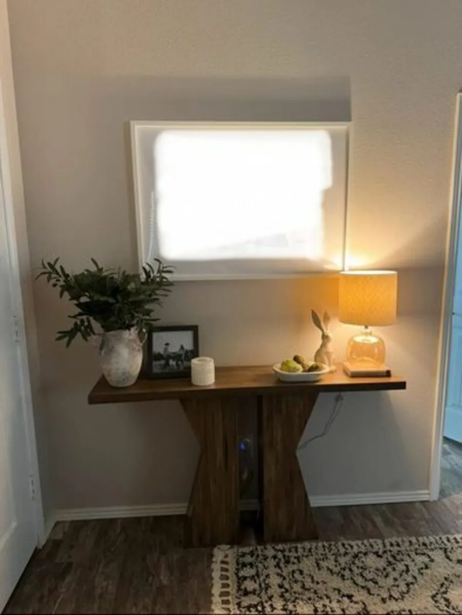 Farmhouse Entryway Console Table Rustic Brown Wood - Image 4