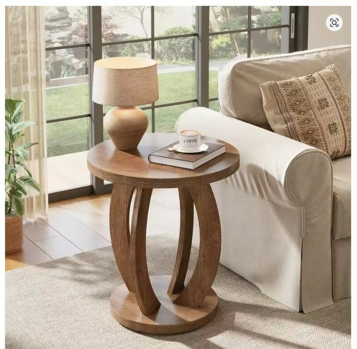 Rustic Round Wooden Side Table Versatile Accent Ta - Image 2