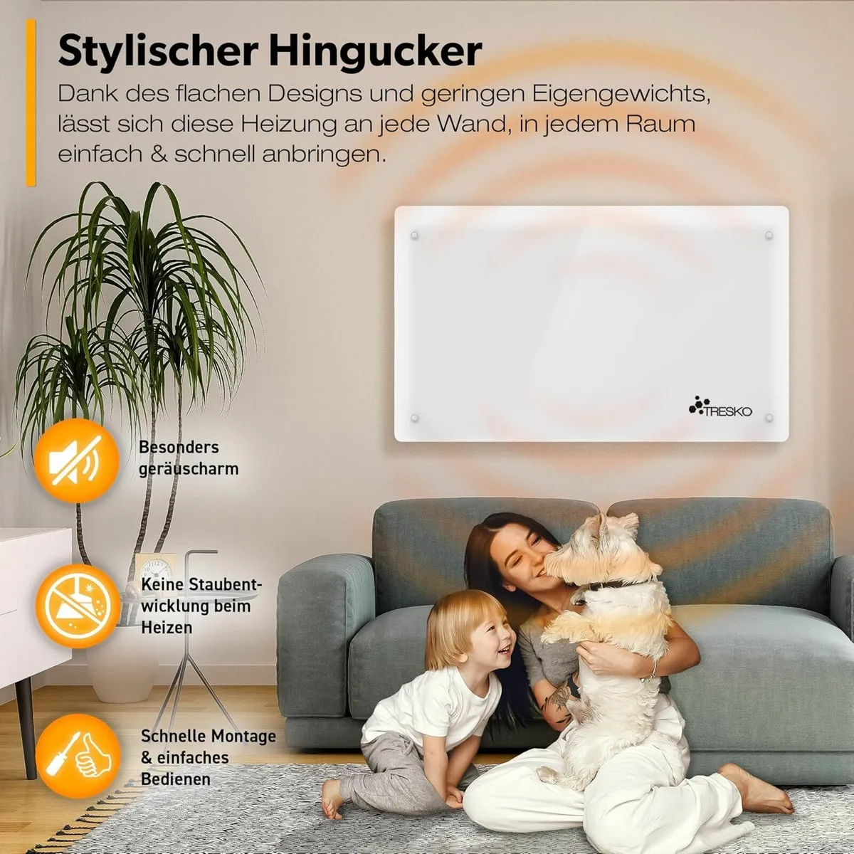 Electric Heater 2000W Flat Glass Panel Black or Wh - Image 4