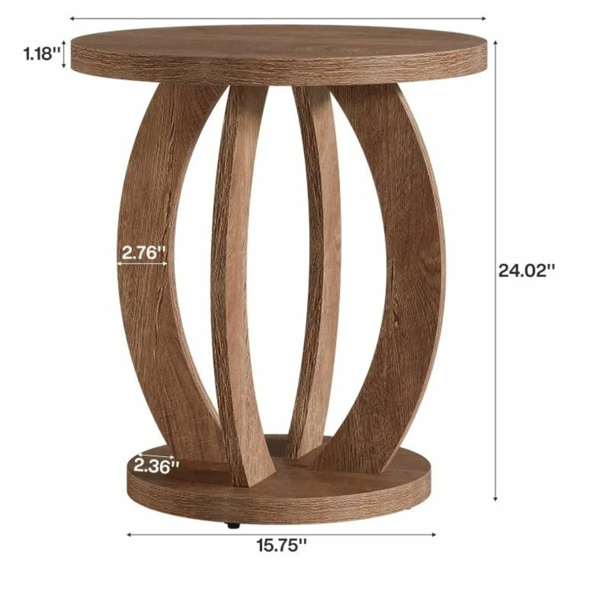 Rustic Round Wooden Side Table - Image 4