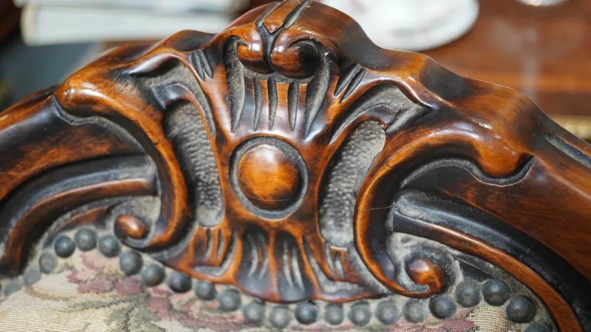 Victorian-Style Carved Armchair - Image 3