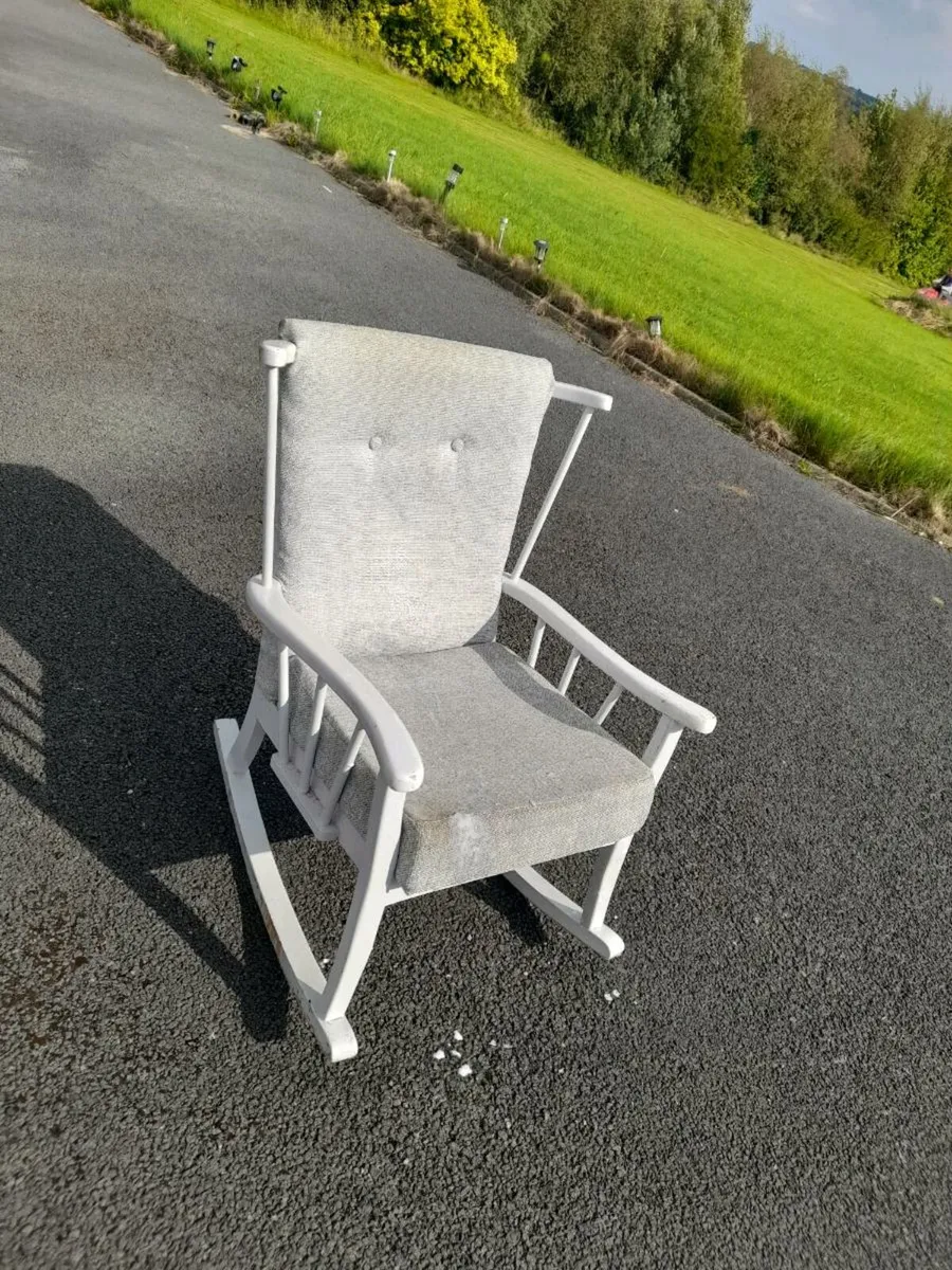 Beautiful Comfortable Grey Solid Rocking Chair - Image 1