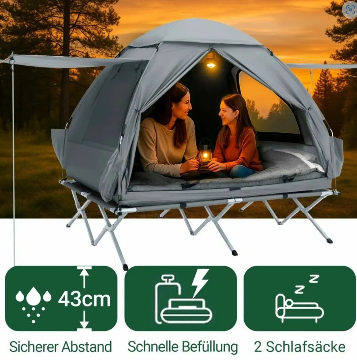 Complete Camping Set with Side Awnings Mattress 7- - Image 1