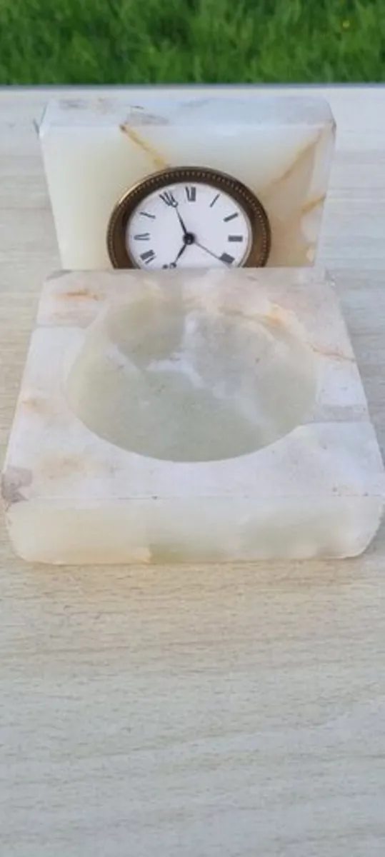 Vintage marble clock and ashtray - Image 2