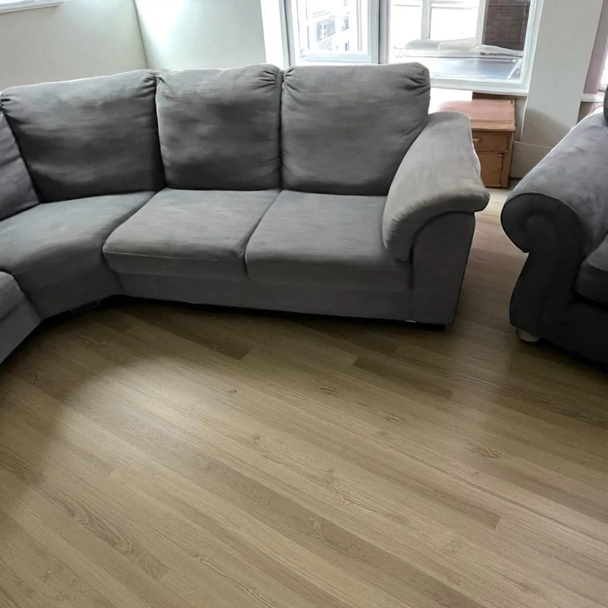 Grey corner sofa Curved with armchair furniture co - Image 2