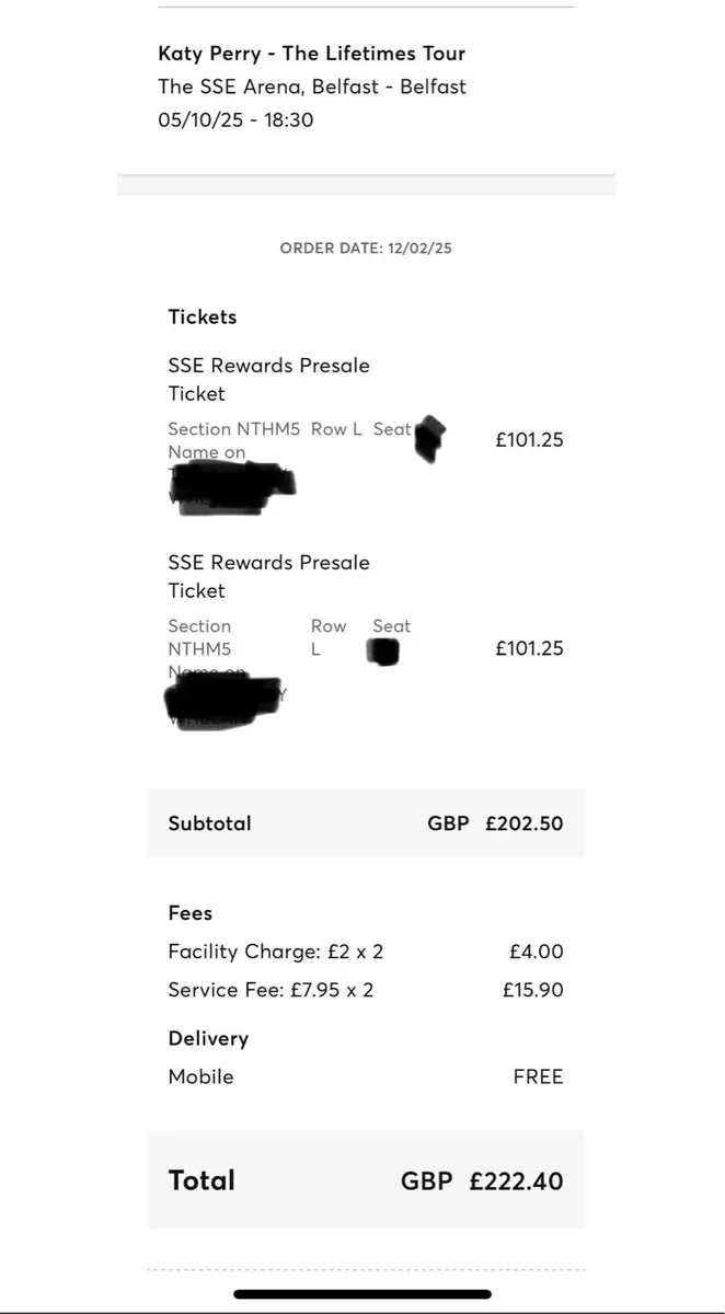 Katy Perry Seated - Lifetimes Tour Tickets - Image 2