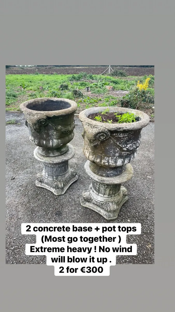 2 heavy large pots + stand - Image 1