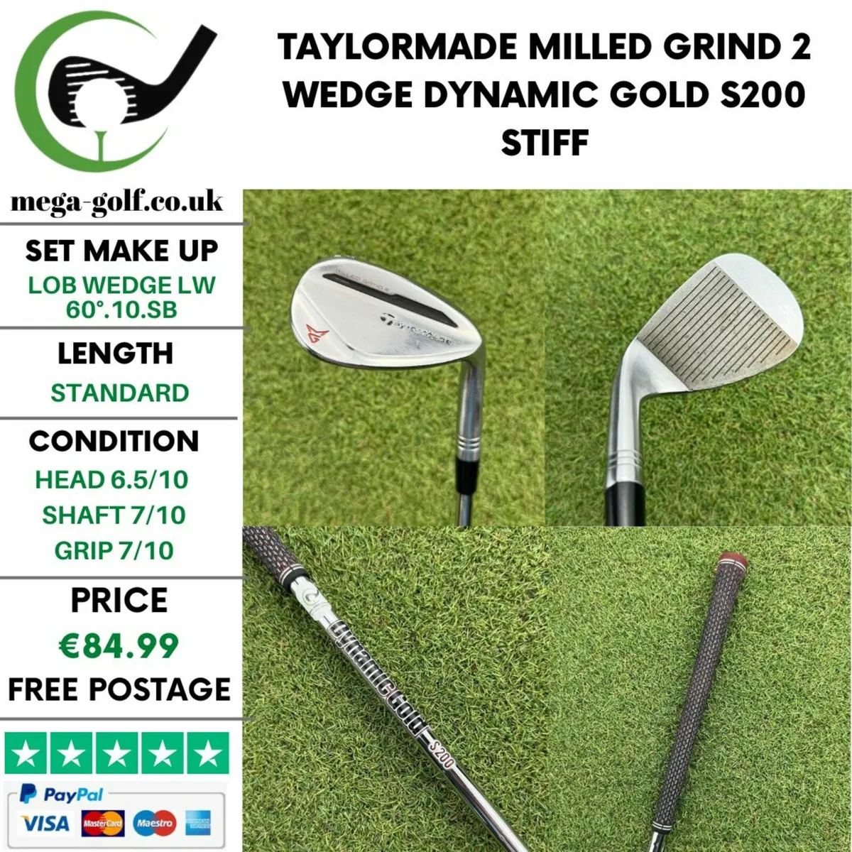 Taylormade Milled Grind 2 Wedge Lw 60°.10.SB/Stiff - Image 1