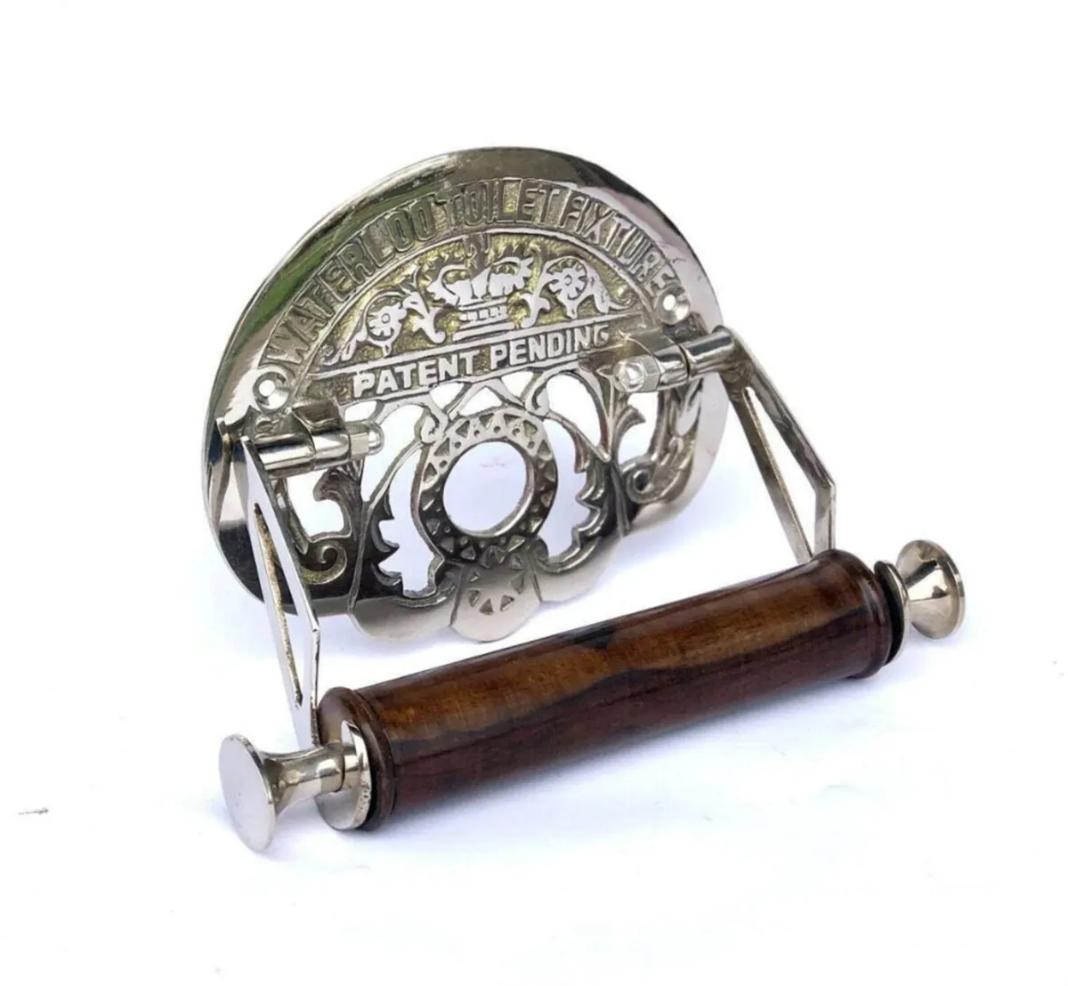 Brass/Silver Antique Style Toilet Roll Holder NEW - Image 1
