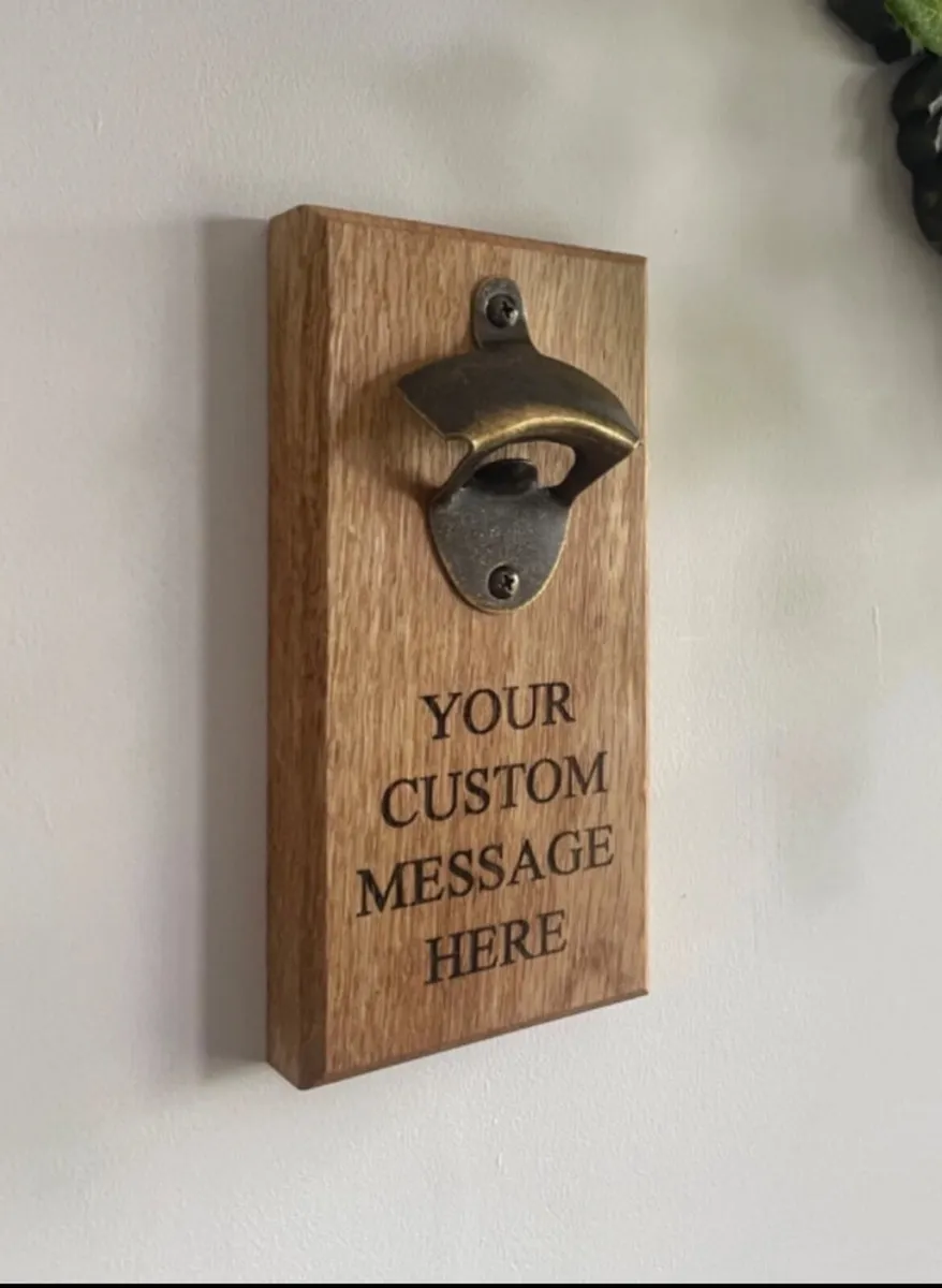 Personalised Solid Oak Bottle Opener - Image 1