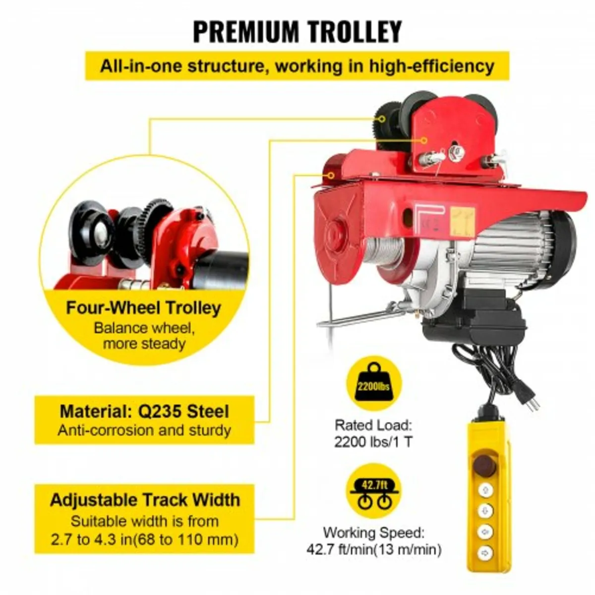 Electric Wire Rope Hoist with Trolley, Electric Wi - Image 3
