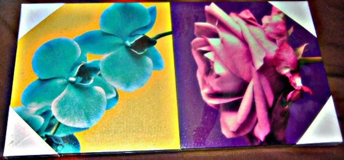 BNWT Harrods Pair Of Flower Canvas - Image 3