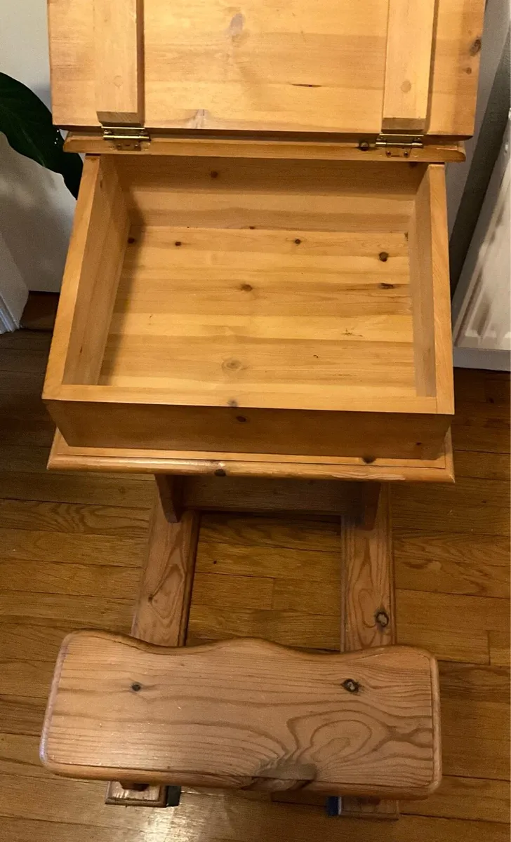 Vintage Childs Wooden Desk with Attached Seat - Image 3