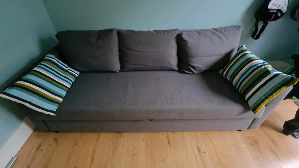 3-seat sofa-bed (Ikea BÅRSLÖV) Tibbleby beige/grey - Image 1