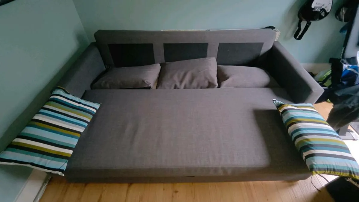 3-seat sofa-bed (Ikea BÅRSLÖV) Tibbleby beige/grey - Image 2