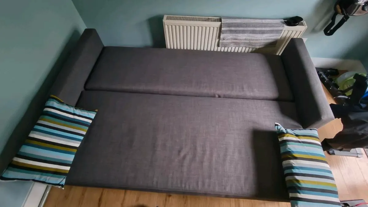 3-seat sofa-bed (Ikea BÅRSLÖV) Tibbleby beige/grey - Image 4