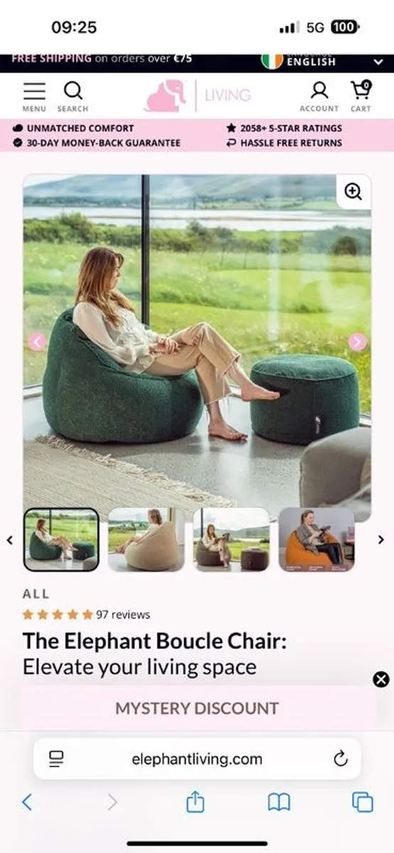 Elephant boucle beanbag chair