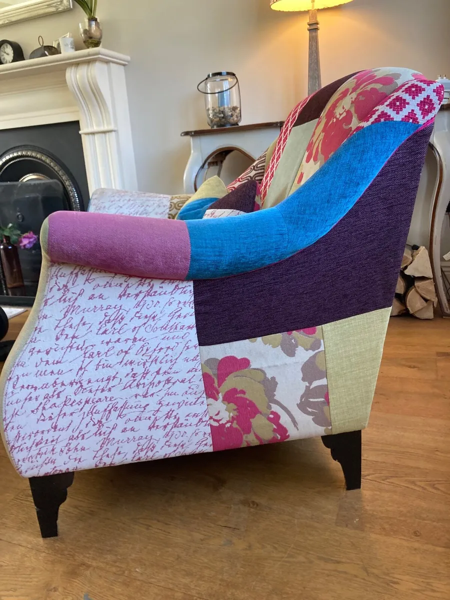 Colourful Armchair and matching Foot Stool - Image 3