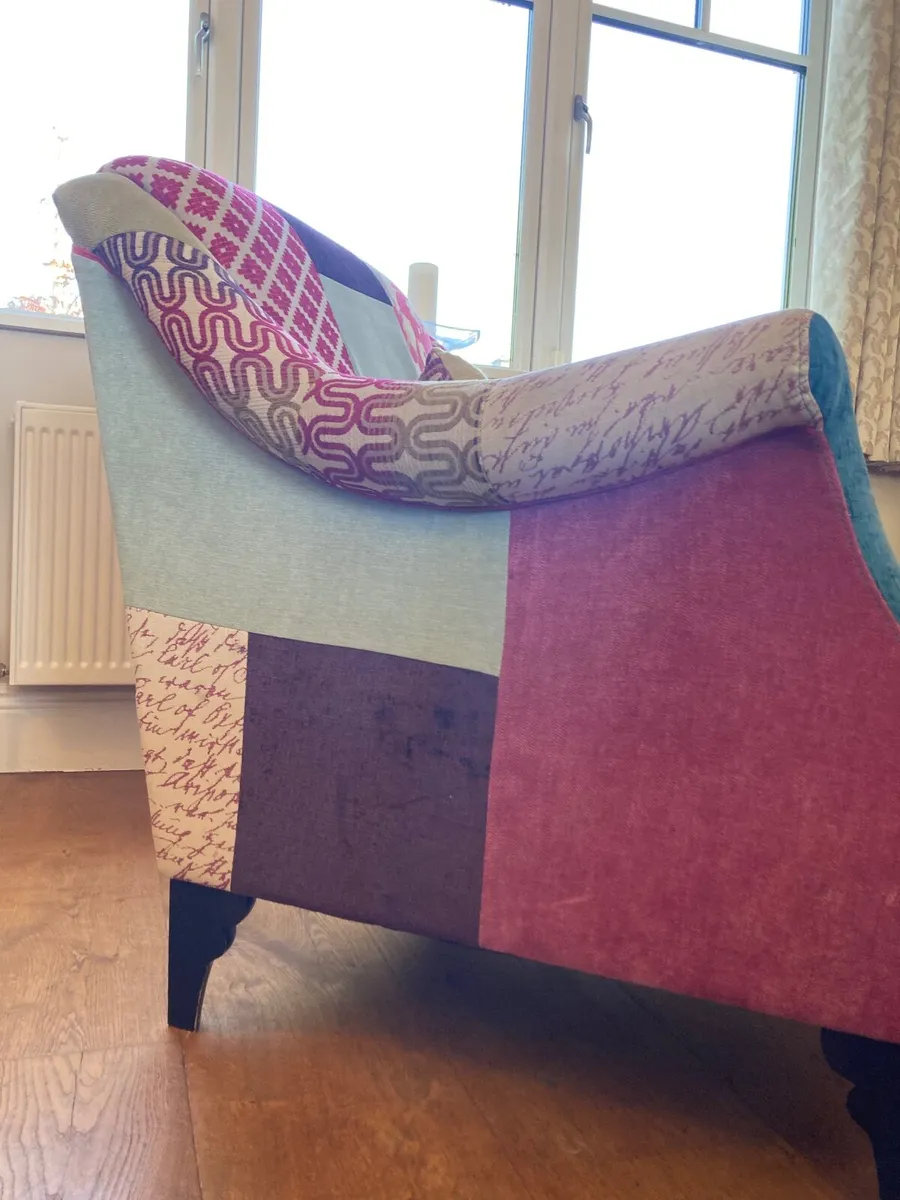 Colourful Armchair and matching Foot Stool - Image 4