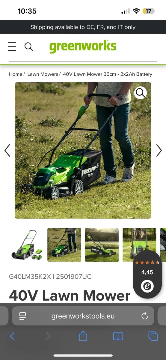 Rechargeable Battery Operated Lawnmower - Image 1