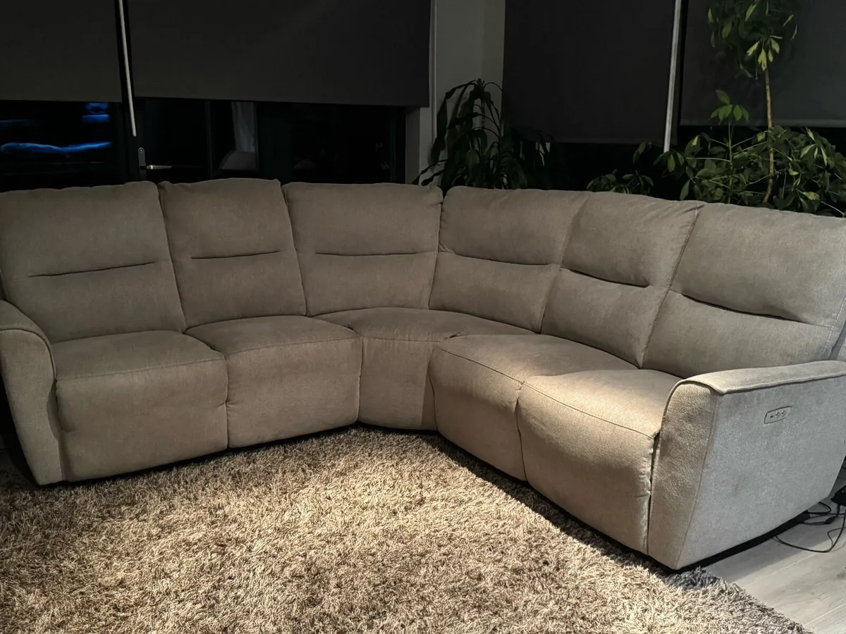 Electric recliner fabric corner sofa - Image 1