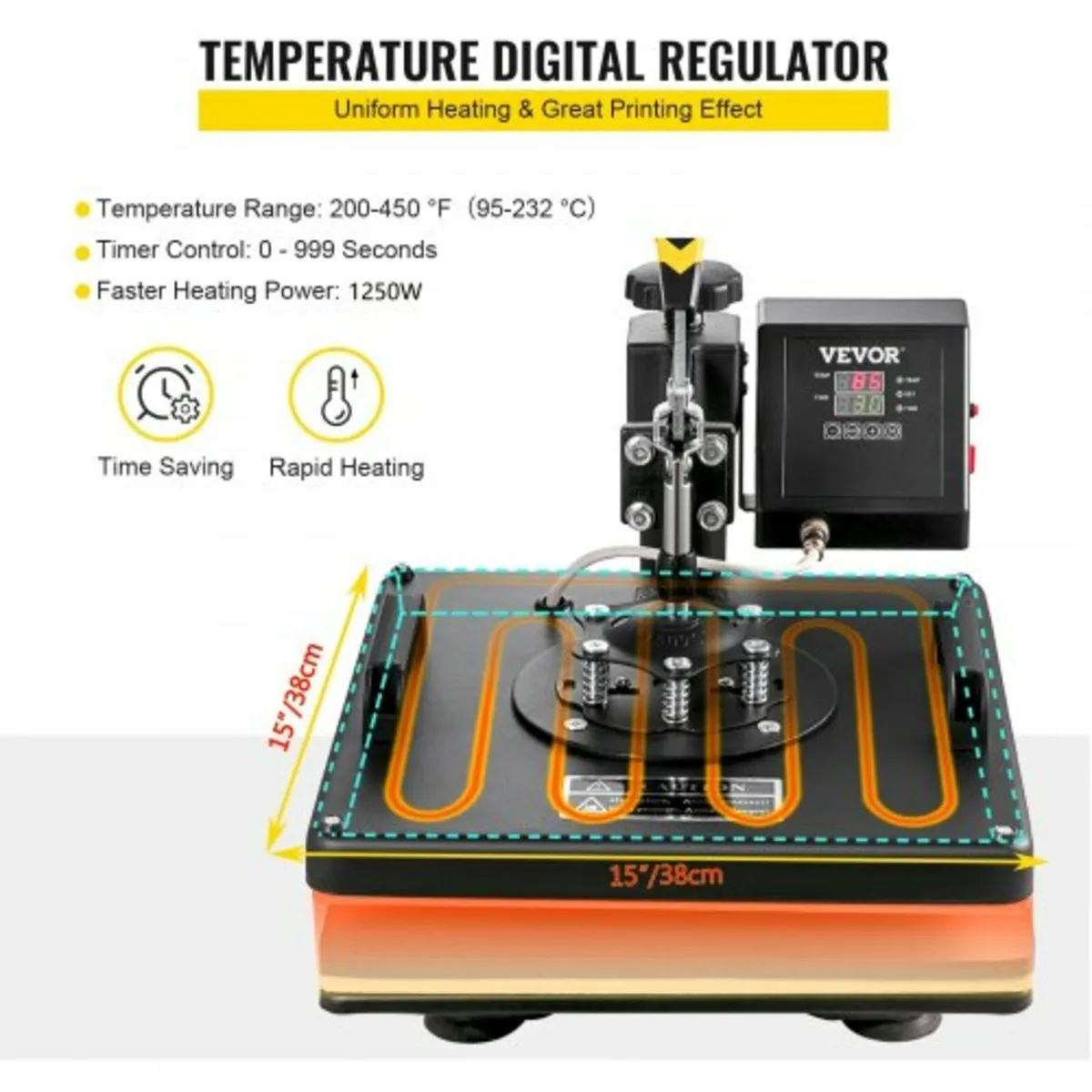 Heat Press Machine, 15 x 15 Inch, 5 in 1 Combo Swi - Image 3