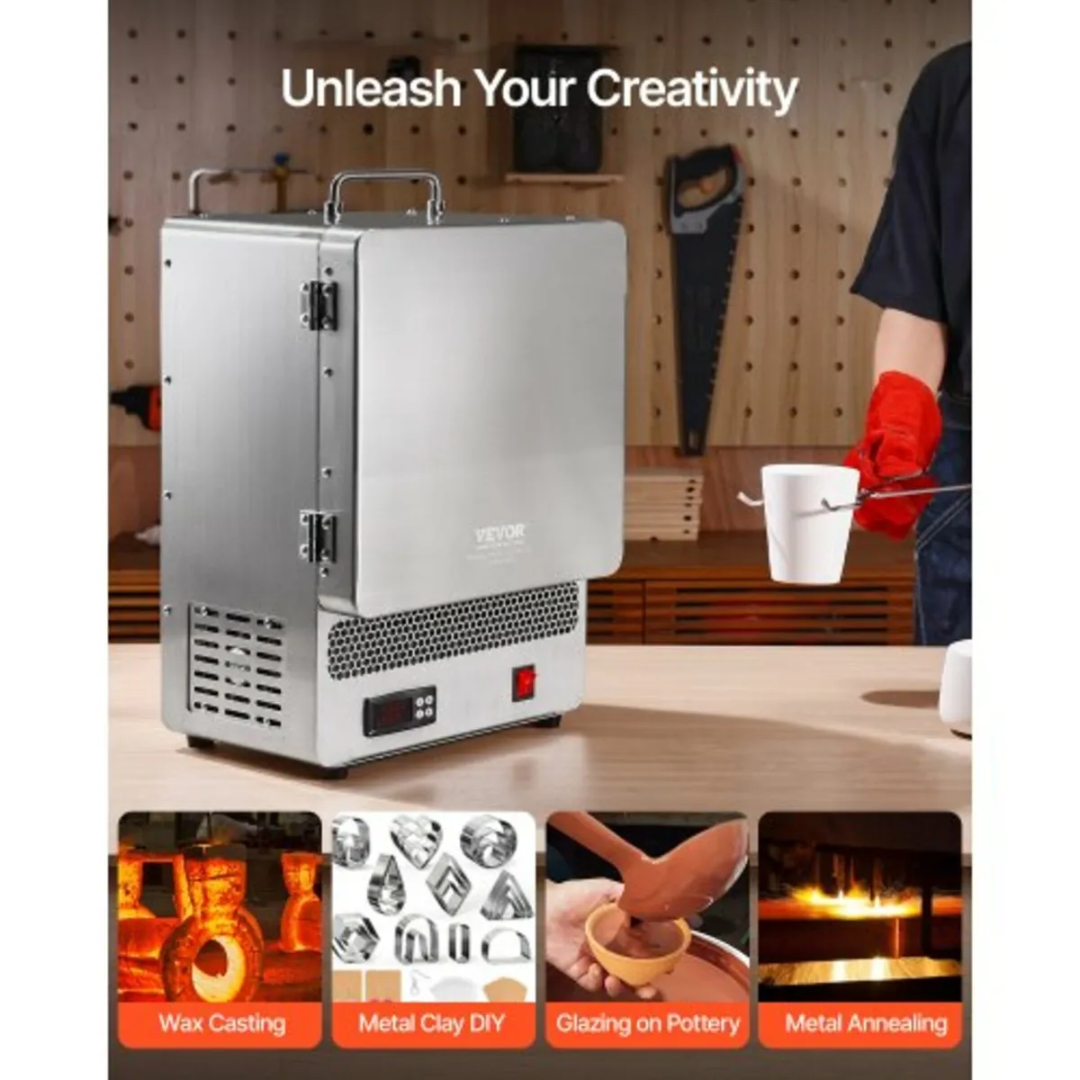 Tabletop Kiln Melter, 1500W Powerful Electric Kiln - Image 2