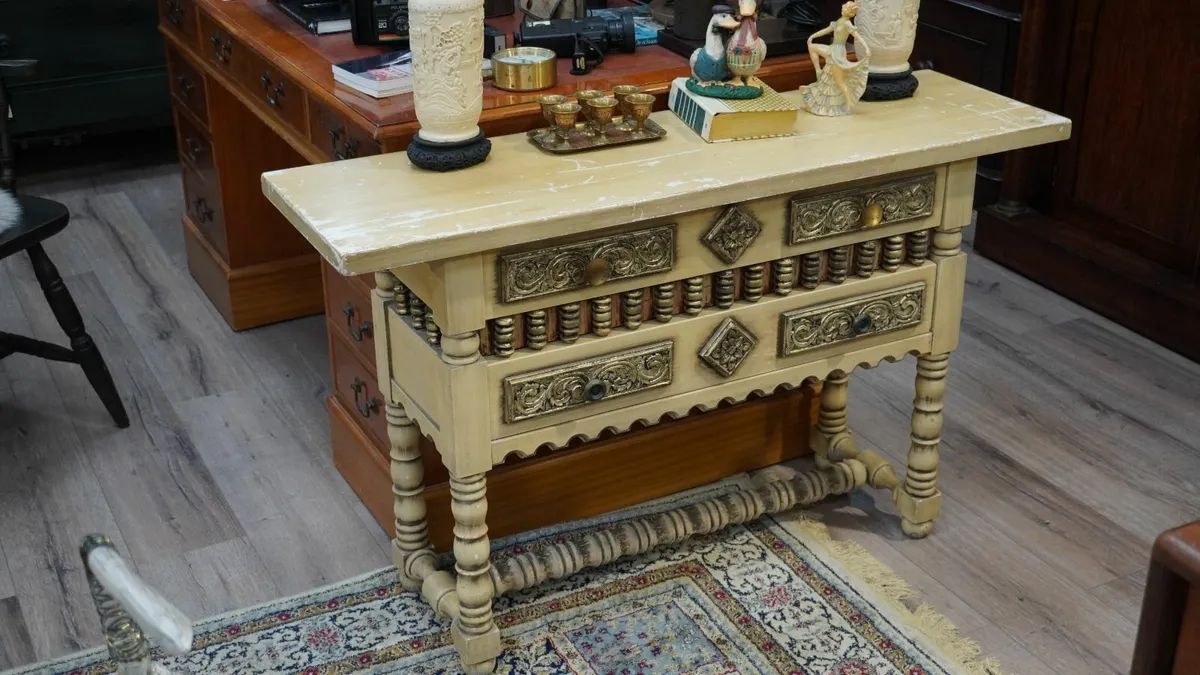 Vintage Spanish Carved Console Table - Image 1