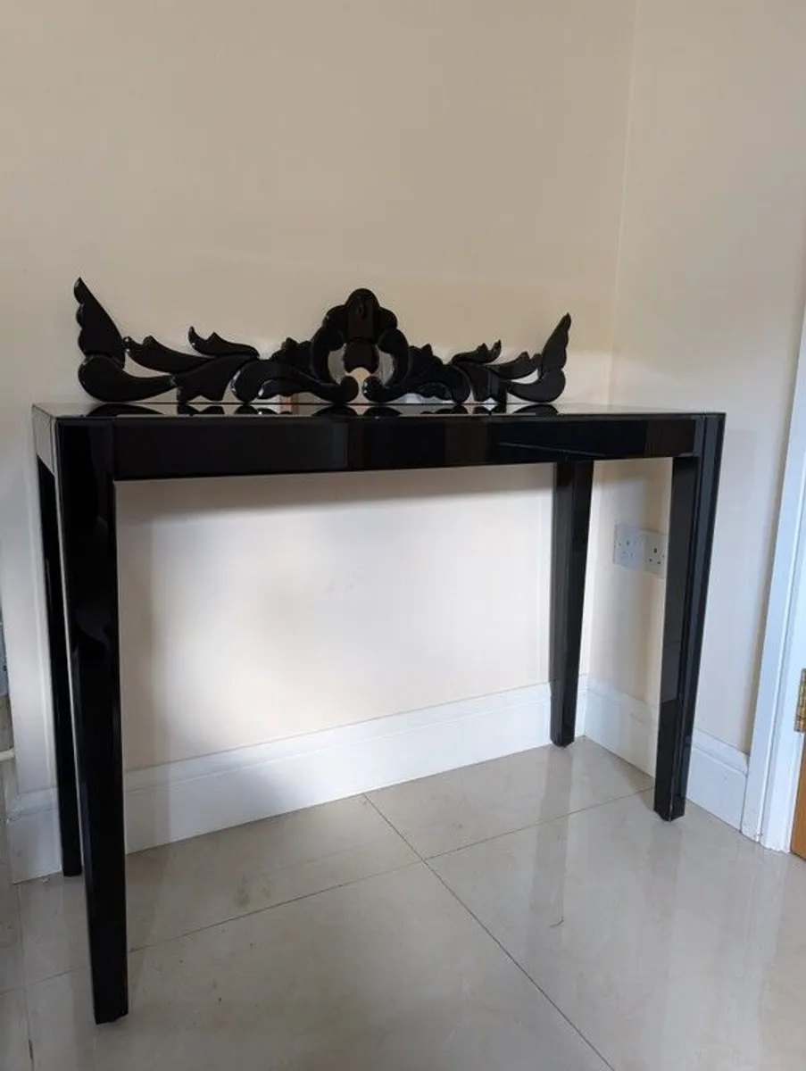 Decorative Hall / Side Table (Black Glass) - Image 1
