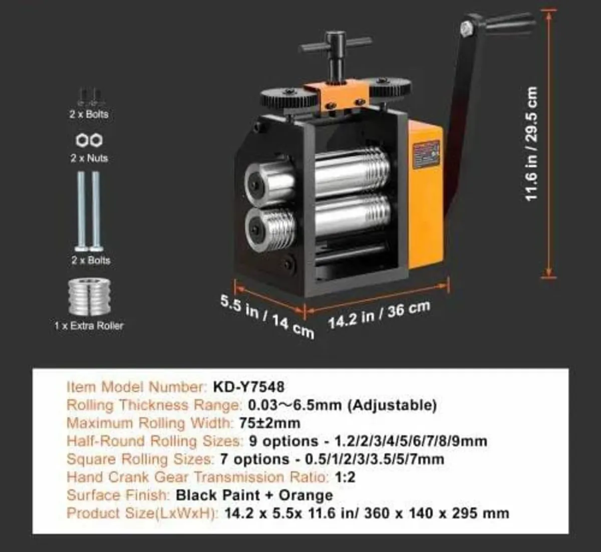 Rolling Mill, 2.95"/75 mm Jewelry Rolling Mill Mac - Image 4