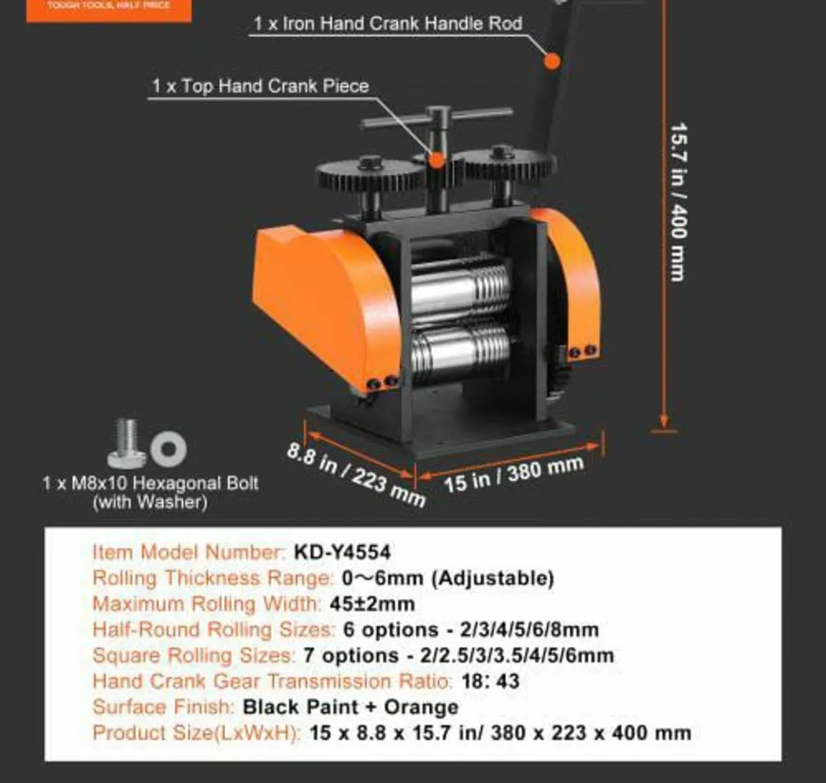 Rolling Mill, 1.77"/45 mm Jewelry Rolling Mill Mac - Image 4
