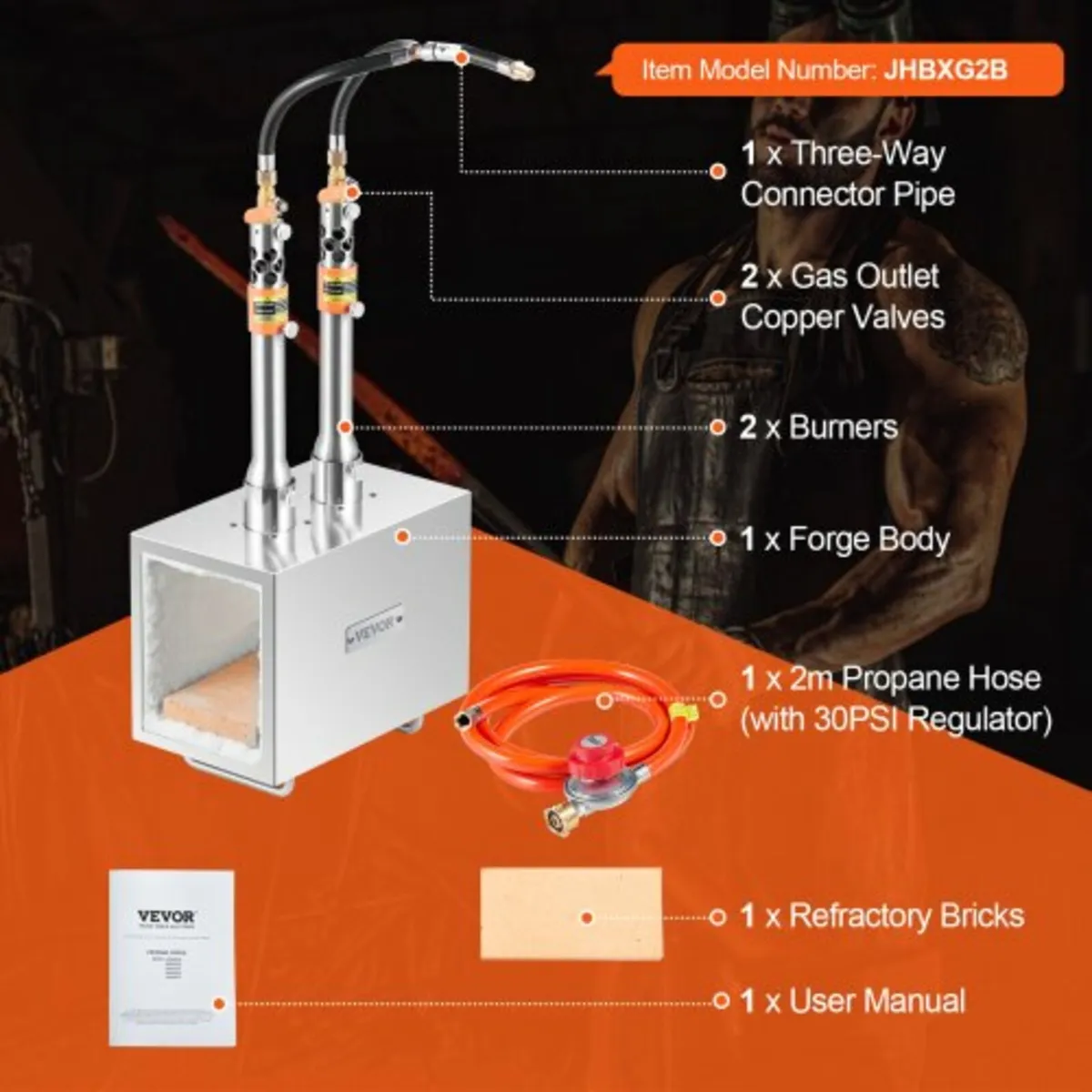 Portable Propane Forge, 2 Burner Farrier Forge, 26 - Image 4
