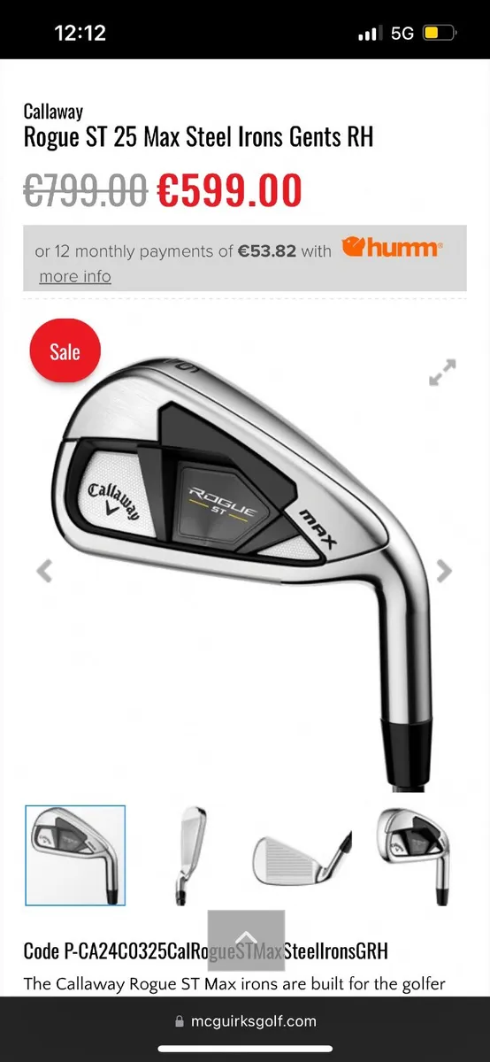 Callaway Rogue ST 25 Max Steel Irons Gents RH