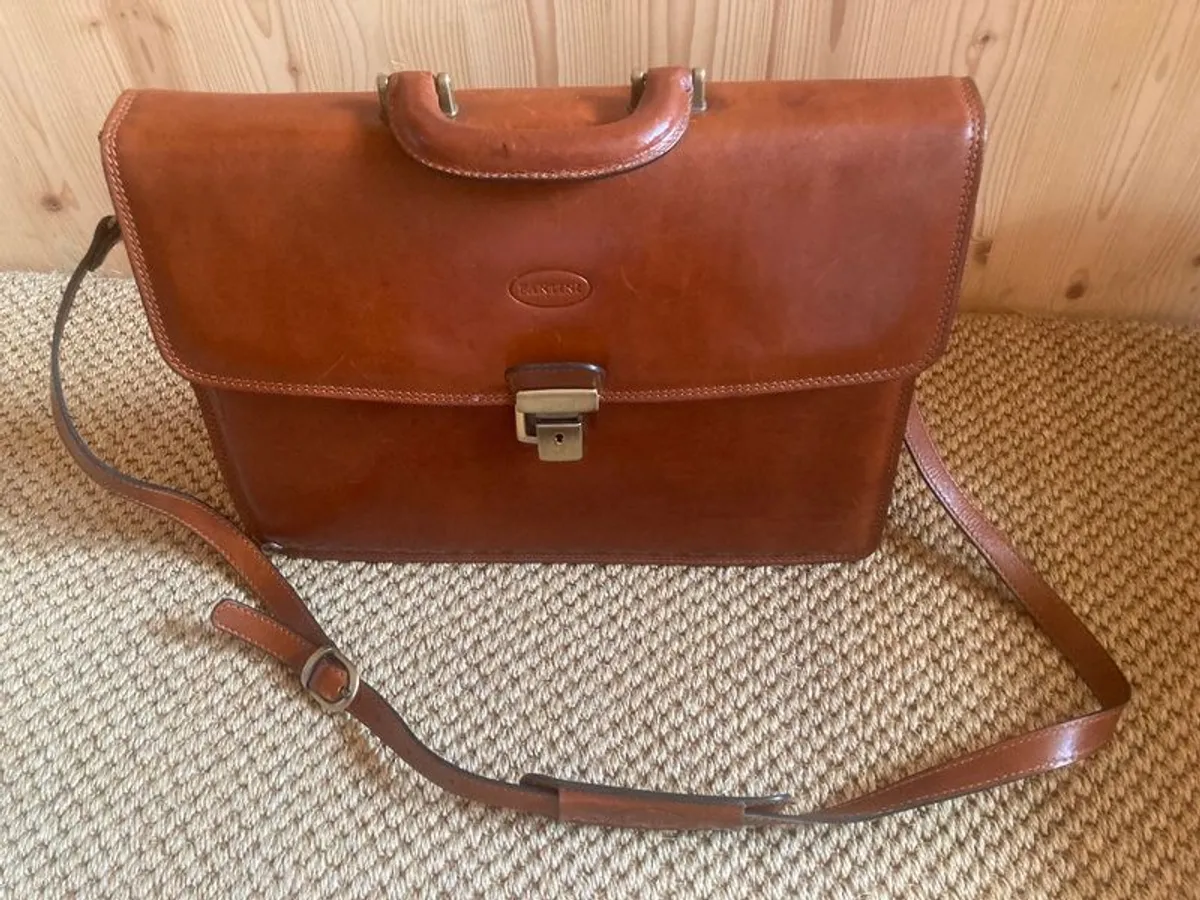 Italian Leather Briefcase Messenger Bag - Image 1