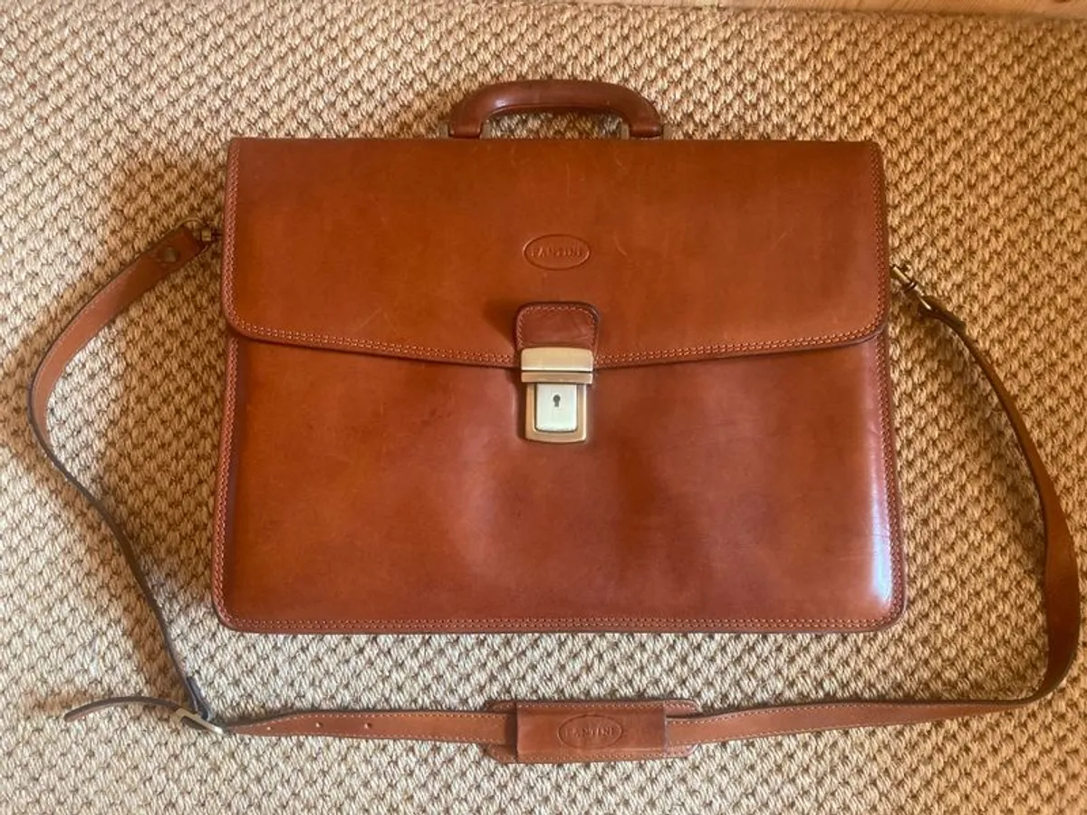Italian Leather Briefcase Messenger Bag - Image 2