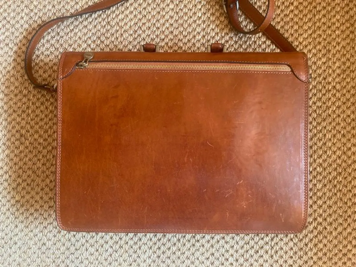 Italian Leather Briefcase Messenger Bag - Image 3
