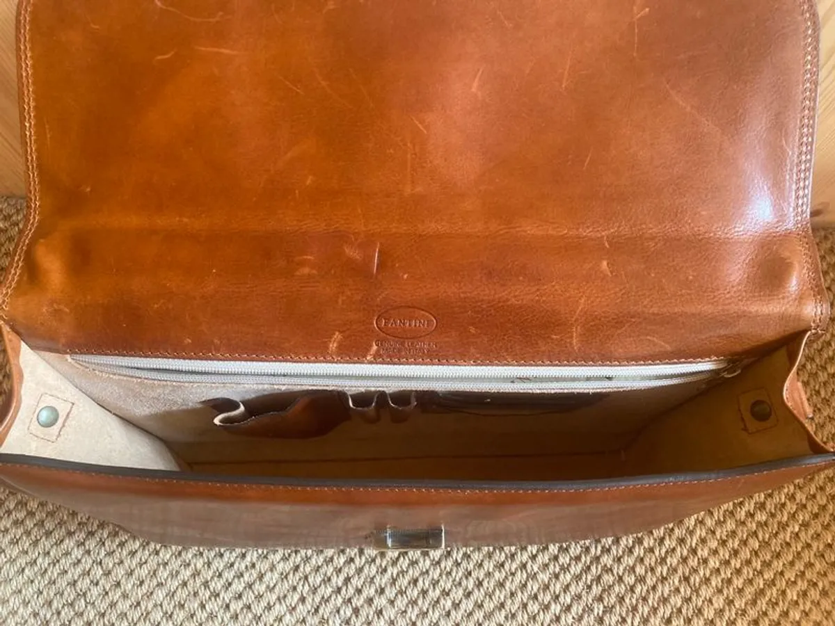 Italian Leather Briefcase Messenger Bag - Image 4