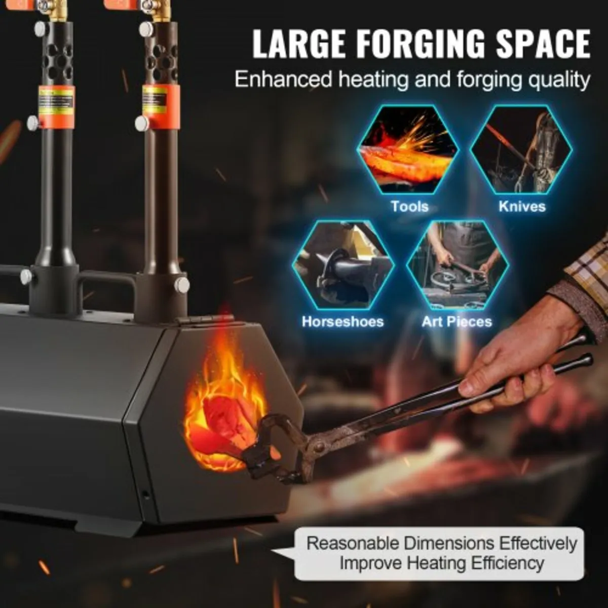Propane Forge, 3 Burner Farrier Forge, 2600℉ Tool - Image 3