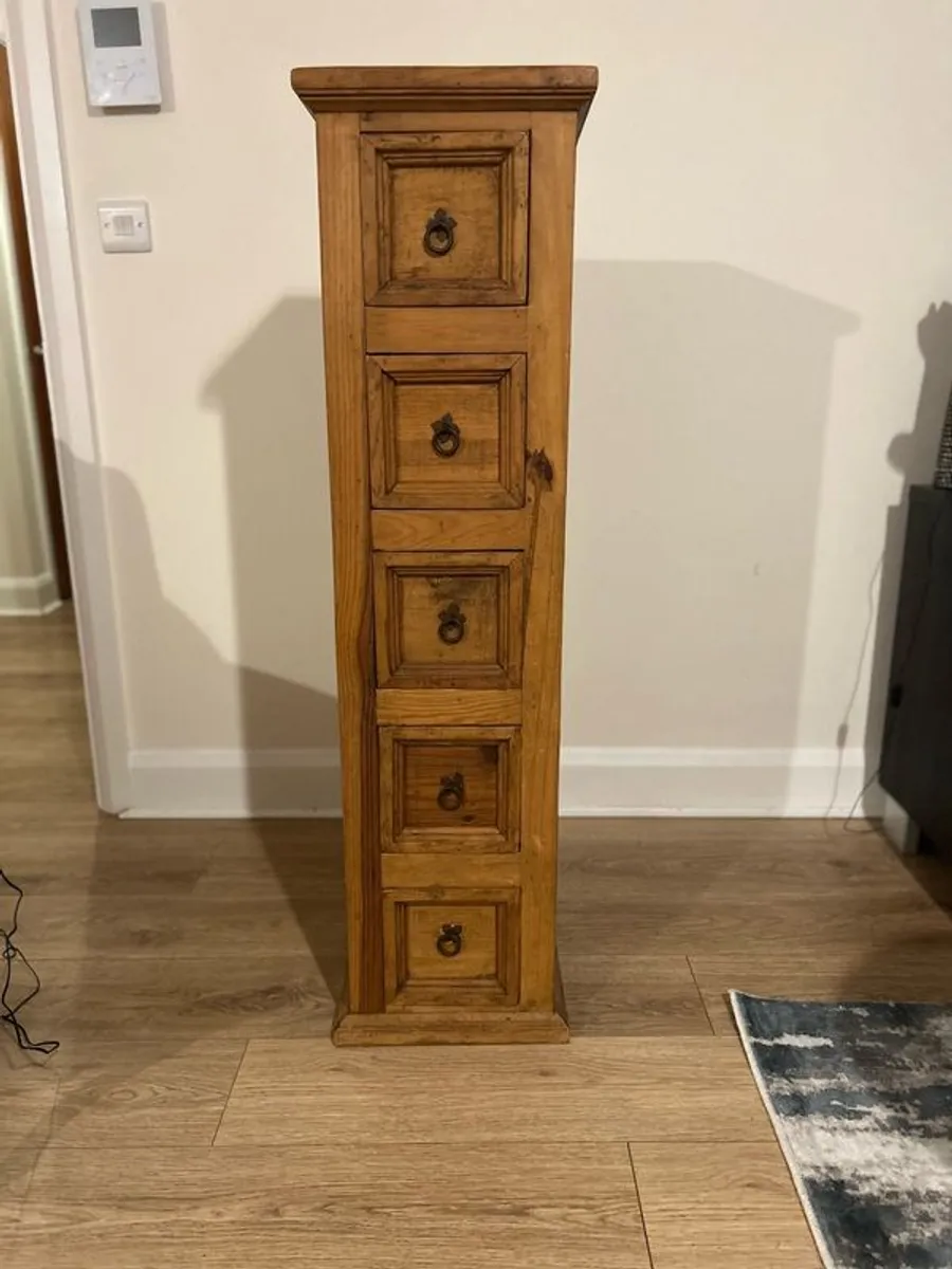 Original heavy beautiful Mexican Pine Unit 5 drawers - Image 1