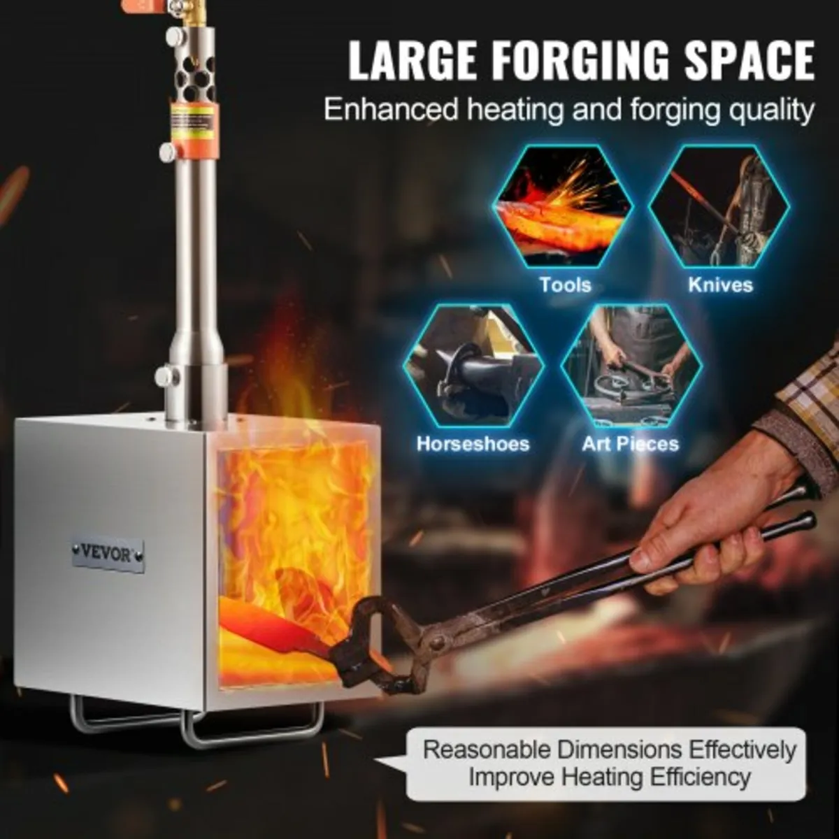 Propane Forge, 1 Burner Farrier Forge, 2600℉ Tool - Image 3